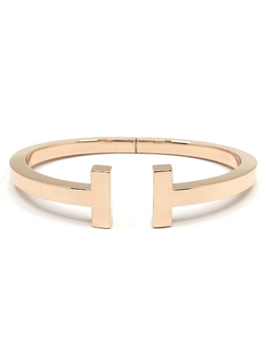 Tiffany & Co 18k Pink Gold T Square Bracelet Bangle 750 Rose Bullion